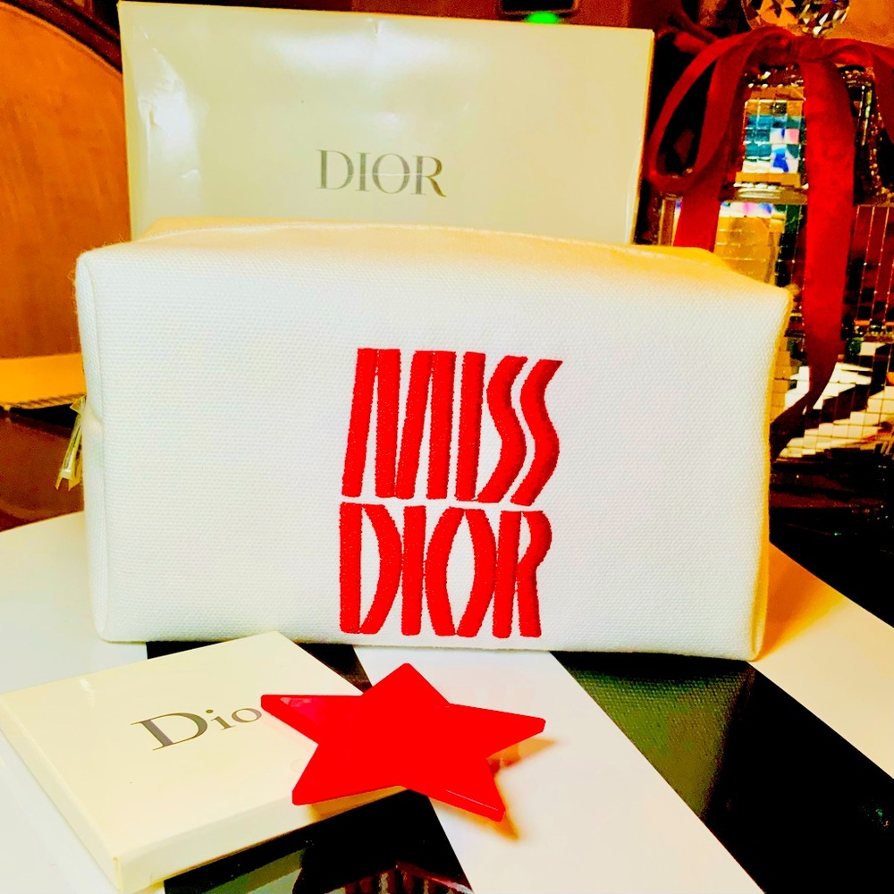 “Host Pick” Elegant DIOR Cosmetic Bag & Star DIOR Mirror Bundle Gift Set